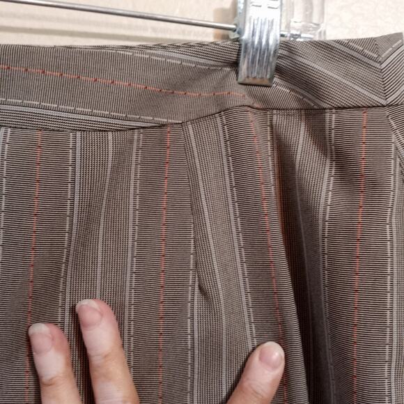 Versailles Beige Knee Length Pinstripe Skirt Flirty Hemline 10 - Picture 5 of 11